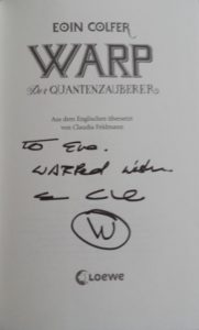 Widmungen von Eoin Colfer in Quantenzauberer